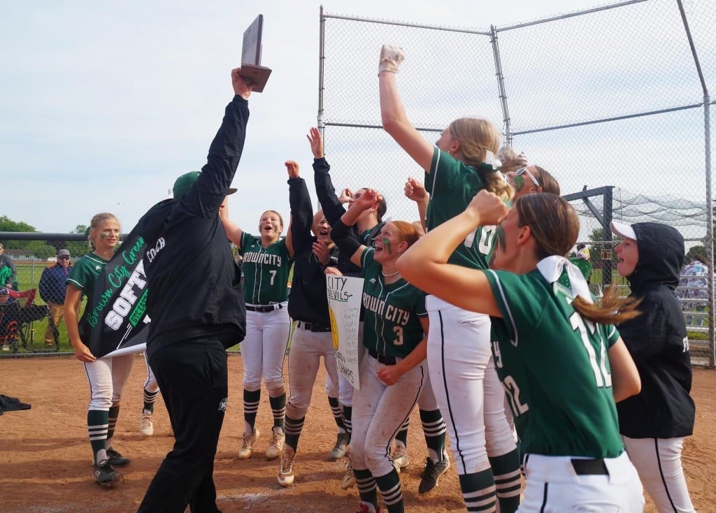 Softball team celebration